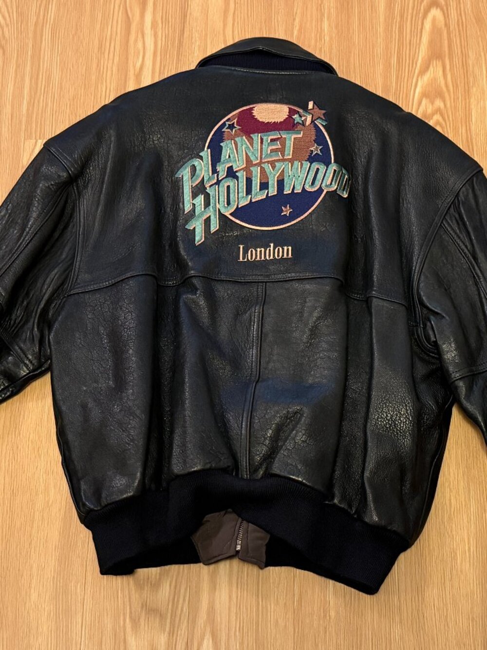 Planet Hollywood London Leather Bomber Jacket Size XL NWOT